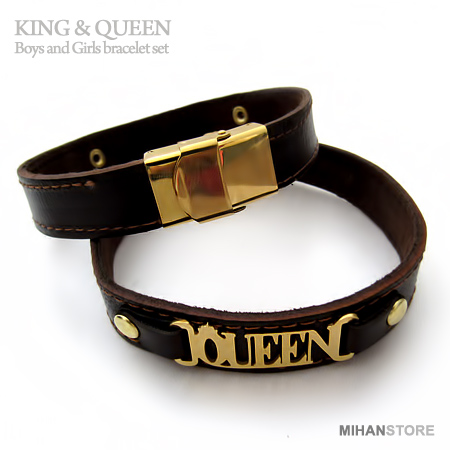 دستبند چرم طرح King و Queen